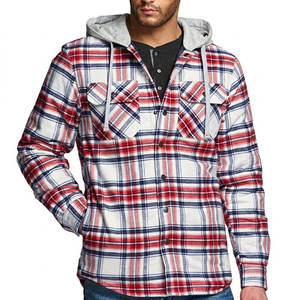 Camisa con Capucha a Cuadros para Hombre, con Bolsillos, Estilo Casual para Otoño, Cuello Camisero, Cierre de Botones, Corte Regular - Product Image 5
