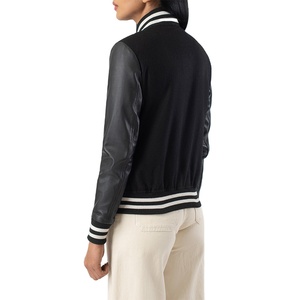 Gran oferta, chaquetas universitarias de lana de manga larga para mujer, diseño OEM personalizado, ropa informal de dos tonos, tela de invierno ligera a prueba de viento - Product Image 2