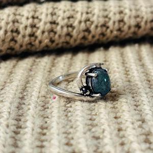 Boho Moss Agate Solitaire Brass <b>Ring</b> Silver Plated Womens <b>Statement</b> Bypass Wholesale <b>Ring</b> - Product Image 3