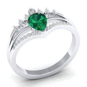 Bague REYES en argent sterling 925 avec émeraude verte taille poire de 0,75 carat et moissanite, cadeau de fiançailles, bijoux fins pour femmes - Product Image 2