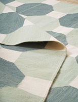 Tapis en laine géométrique moderne scandinave, rectangulaire, tissage plat, fait main, lavable, avec envers antidérapant en caoutchouc, poils plats, épaisseur moyenne