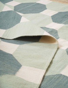 Tapis en laine géométrique moderne scandinave, rectangulaire, tissé à la main, lavable, avec envers antidérapant en caoutchouc, à poils ras, pour salon - Product Image 4