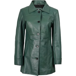Abrigo Largo de Cuero Genuino para Mujer, Elegante Gabardina Larga, Ropa al por Mayor Personalizada OEM - Product Image 2