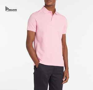 Polo à manches courtes rose pour homme Relevo Industries, 100% coton, couleur unie, col rabattu - Product Image 1