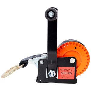 Verricello Manuale Portatile 600LBS con Cinghia Nera da 6m, Rapporto di Trasmissione 3.1:1, Cricchetto Bidirezionale, Guscio Arancione e Nero, Verricello Elettrico Manuale - Product Image 3