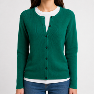 Cárdigan de Mujer con Cuello Redondo, Manga Larga, Botones al Frente, Estilo Casual para Invierno |   Fabricante OEM ODM de Bangladesh - Product Image 1