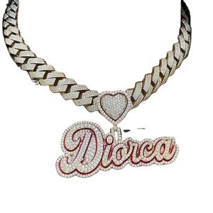 Alta calidad VVS Moissanite diamante rojo esmalte letra colgante hombres Hip Hop Iced joyería para fiestas venta al por mayor accesorio de moda - Product Image 1