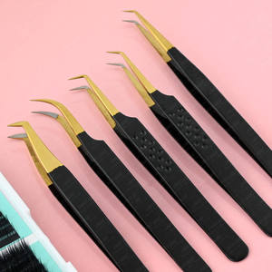 Pinzas para Pestañas DANTRIC IMPLANTS MX-296 de Acero Inoxidable Chapado en Oro de Precisión, Punta Lisa de 10 mm, Duraderas para Cejas - Product Image 1