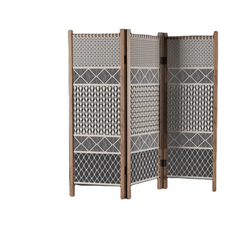 Makramee-Raumteiler aus Baumwoll schnur und Holzrahmen für Wohnkultur und Raum dekoration