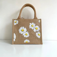 Bolsa de Mano Mediana de Algodón Natural Estilo Rústico, Reutilizable, con Asas de Tela No Tejida, Ecológica, para Compras, Venta al Por Mayor