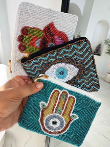 กระเป๋าใส่เหรียญปักลูกปัดลายแชมเปญแบบคลาสสิก รูปทรงตามสั่ง ทำด้วยมือ ปิดด้วยซิป ลายการ์ตูน พิมพ์แบบ Letterpress - Product Image 4