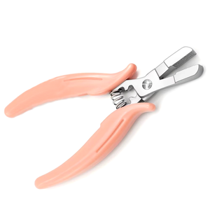 Pince à extensions capillaires en acier inoxydable avec poignées roses pour la pose et le retrait des extensions de cheveux naturels – Vente en gros - Product Image 1