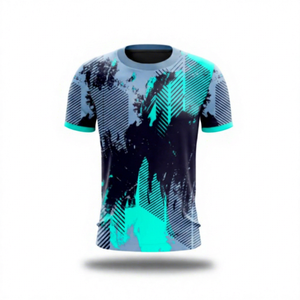 เสื้อฟุตบอลชายแบบซับลิเมชั่น แขนสั้น คอกลม ระบายเหงื่อได้ดี ลายพิมพ์เรขาคณิต ทรงปกติ ใส่ได้ทุกฤดู - Product Image 1