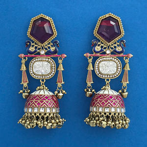 Boucles d'oreilles pendantes style bohème Kanhai Jewels pour femme, en laiton avec placage Mehndi, sans nickel ni plomb, pour anniversaire - Product Image 2