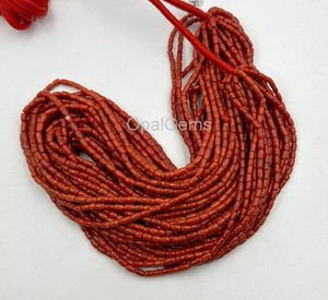 2026 Natural Italian <b>Red</b> Coral Smooth Tube Shape Beads, <b>Red</b> Italian Coral Tube Beads, Gemstone Beads, For Jewelry Making 20"Inch - Product Image 3