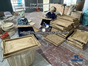 Bandeja decorativa de ratán 2025 de Vietnam, tejida a mano con incrustaciones de perlas madre para decoración de baño, precio - Product Image 6