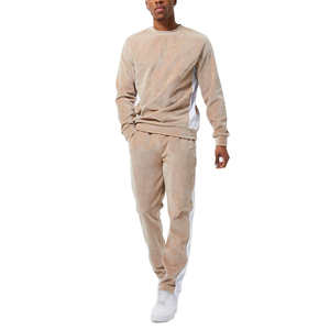 Ensemble de survêtement décontracté unisexe automne/hiver 100 % coton délavé, écologique, respirant et coupe-vent, avec sweat à capuche – Vente en gros - Product Image 4