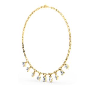 Collar de Cadena con Colgante de Diamante Cultivado en Laboratorio con Corte Esmeralda y Bisel de Cabeza de Becerro Premium - Product Image 1