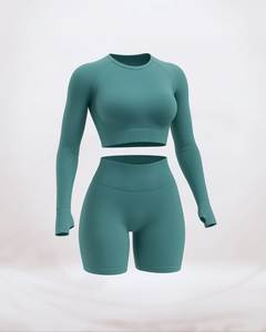NOUVEAU Haut court de sport pour femme avec logo frontal, manches courtes, léger, séchage rapide, coupe ajustée, en Spandex/Polyester, extensible - Product Image 3