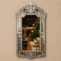 Miroir mural baroque vénitien de luxe | Miroir décoratif en verre de style antique avec cadre orné pour la décoration intérieure de la pièce, de l'hôtel et de la maison