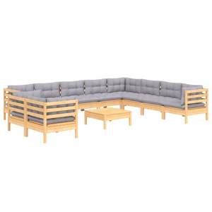 Conjunto de Muebles de Jardín de Madera de Pino Gris Sólido con Tela 100% Poliéster, Muebles de Exterior Duraderos y Elegantes - Product Image 3