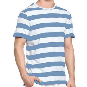 Camiseta de Hombre a Rayas de Múltiples Colores, Corte Holgado, Formal, Manga Corta, 100% Algodón, Antipilling, Diseño Moderno, Nueva Llegada - Product Image 1