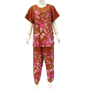 Pyjama décontracté pour femmes, ensemble composé d'un haut à manches courtes et d'un pantalon long, confortable à porter au quotidien par Chrysanta - Product Image 3