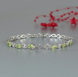 Natural Peridot Stone <b>Charm</b> Bracelet 925 Sterling Silver Green Crystal Gemstone Luxury Handmade Fine Jewelry Gift for Party - Product Image 2