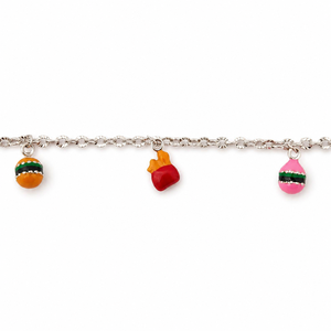 Cheville en argent sterling 925 avec breloque alimentaire émaillée, finition polie, style mode mignon, bijoux pour filles et femmes, à porter au quotidien, cadeau d'anniversaire - Product Image 3