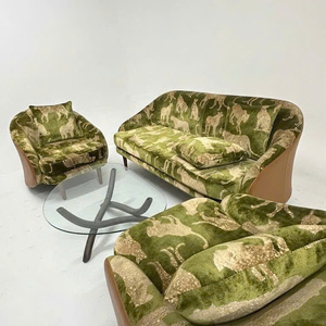 Modern Retro Three Seat Upholstered <b>Sofa</b> <b>Set</b> with Matching Armchairs for Apartment Living Room Hotel Lounge Furniture - Product Image 2