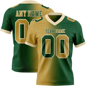 Último Diseño Auténtico, Jersey de Fútbol Americano con Degradado Verde y Dorado Antiguo, Edición Limitada, Transpirable - Product Image 1