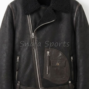 New 2026 Wholesale Men <b>Fur</b> <b>Lined</b> Leather <b>Jacket</b> Winter Motorcycle Style Fashion & Streetwear <b>Fur</b> Men Leather <b>Jacket</b> - Product Image 3