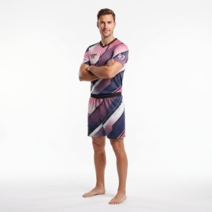 Camiseta de entrenamiento de fútbol para hombre al por mayor OEM, cuello en V y pantalón corto para adulto, 100% poliéster, ropa deportiva para todas las estaciones - Product Image 6