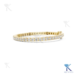 4.00 mm Lab Grown Diamond Tennis <b>Bracelet</b> Round Brilliant Cut 4 Prong Box Link 14k <b>Solid</b> Gold Fine Unisex Luxury Jewelry Gift - Product Image 2