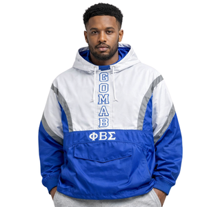 Veste coupe-vent à demi-zip Phi Beta Sigma GOMAB, vêtements de fraternité grecque avec design léger, confort et style athlétique - Product Image 1