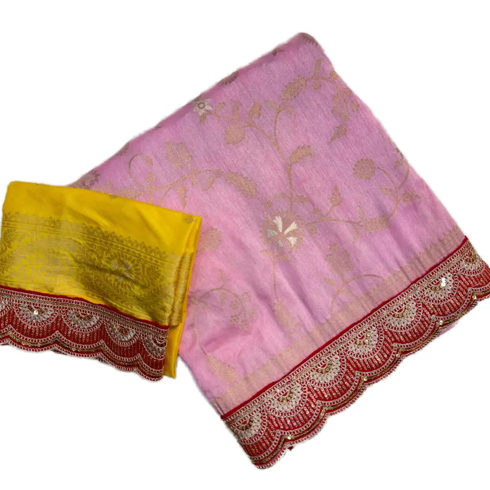 Pure viscose dola silk saree with rich and elegant pallu and also weaving border on either side form Indian & Pakistani Clothing