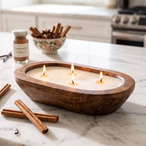 Grand Porte-Bougie Artisanal en Bois de Mangue, Bol à Bougie en Bois, Fournisseur en Gros pour Mariages et Événements à Prix Compétitif - Product Image 3