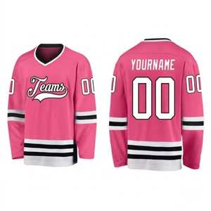 Maillot de hockey sur glace professionnel avec logo et numéro brodés, maille 100 % polyester de haute qualité, tenue d'entraînement pour équipe - Product Image 1