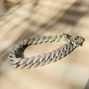 Pulsera de Diamantes Moissanite Iced Out, Joyería Hip Hop para Raperos, Pulsera de Eslabones Cubanos de Plata Esterlina 925, Pulsera Cubana para Hombre - Product Image 4