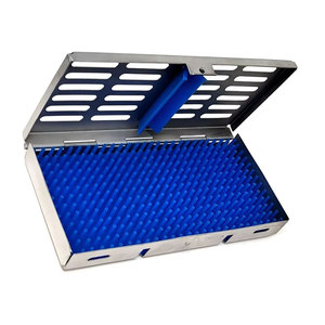 Caja de Esterilización para Instrumentos Quirúrgicos Dentales, Bandeja Autoclavable de Acero Inoxidable con Tapete de Silicona Azul, Hecho en Pakistán - Product Image 2