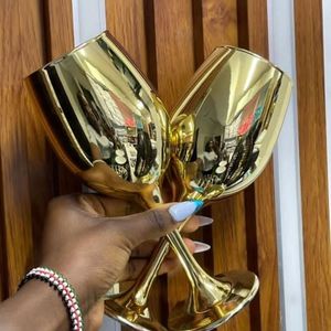 Modern Brass Wine Glass Set Handmade Gold Finish Goblets Luxury <b>Drinkware</b> for Wedding Party Bar Decor Gift - Product Image 4