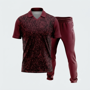 Ensemble d'uniformes de cricket personnalisés avec nom d'équipe, imprimés numériquement par sublimation, 100 % polyester, col rabattu, manches courtes, taille élastique - Product Image 2