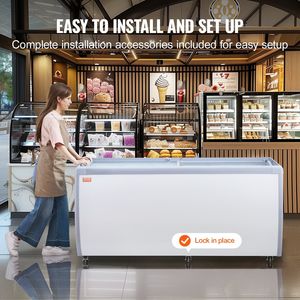 Congelador Comercial de 20 Pies Cúbicos, Mueble Móvil para Helados con Tapa de Cristal, Vitrina Congeladora Profunda para Uso en Restaurantes - Product Image 6