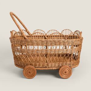 Cochecito de muñecas de ratán hecho a mano para niños, carrito de juguete a precio económico. - Product Image 1