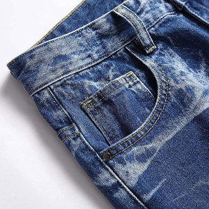 Jean déchiré léger de haute qualité pour homme, coupe décontractée, en tissu extensible 100 % coton premium, mode décontractée et extérieur - Product Image 5