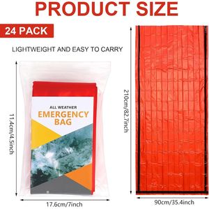 Lot de 24 sacs de survie thermiques portables légers, couvertures de bivouac d'urgence pour le camping en tente, sacs de couchage épais et pratiques - Product Image 3