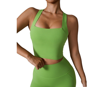 Soutien-gorge de sport respirant en nylon uni pour femme, grande taille, bretelles spaghetti, sans couture, dos croisé, pour gym et yoga - Product Image 1