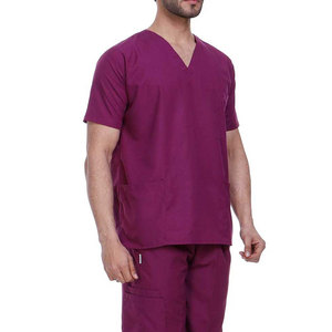 Ensemble de blouses médicales pour hommes, haut à manches courtes et col en V avec poches, pantalon droit, uniformes d'hôpital, mélange coton et polyester - Product Image 5