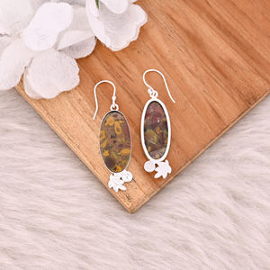Pendientes al por mayor con diseño de frutas, de jaspe, de latón, chapados en plata, hechos a mano, joyería de diseñador, regalo para ella - Product Image 4
