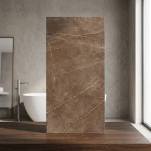 Azulejos de porcelana brillante Amani Choco de 800x1600 mm para suelo y pared, diseño de mármol marrón intenso de 80x160 cm - Product Image 1